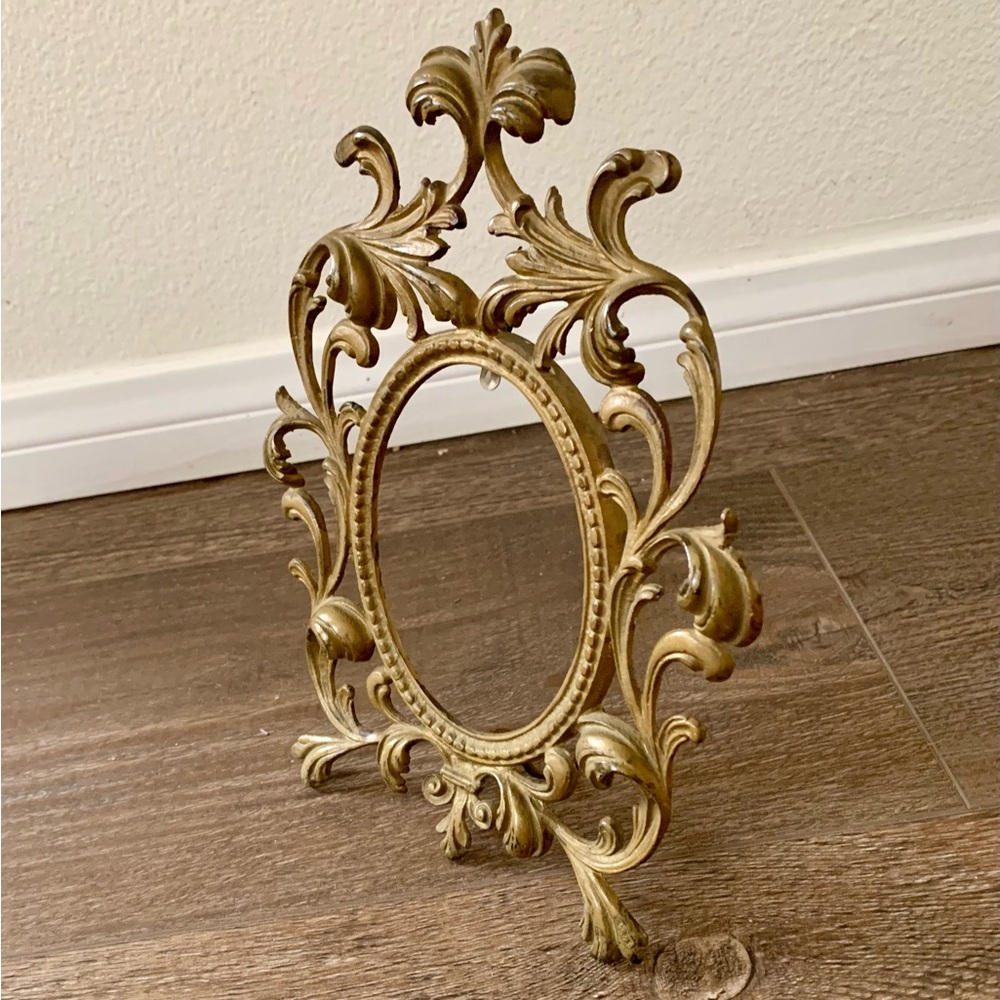Vintage brass  ornate phone frame 7/10”